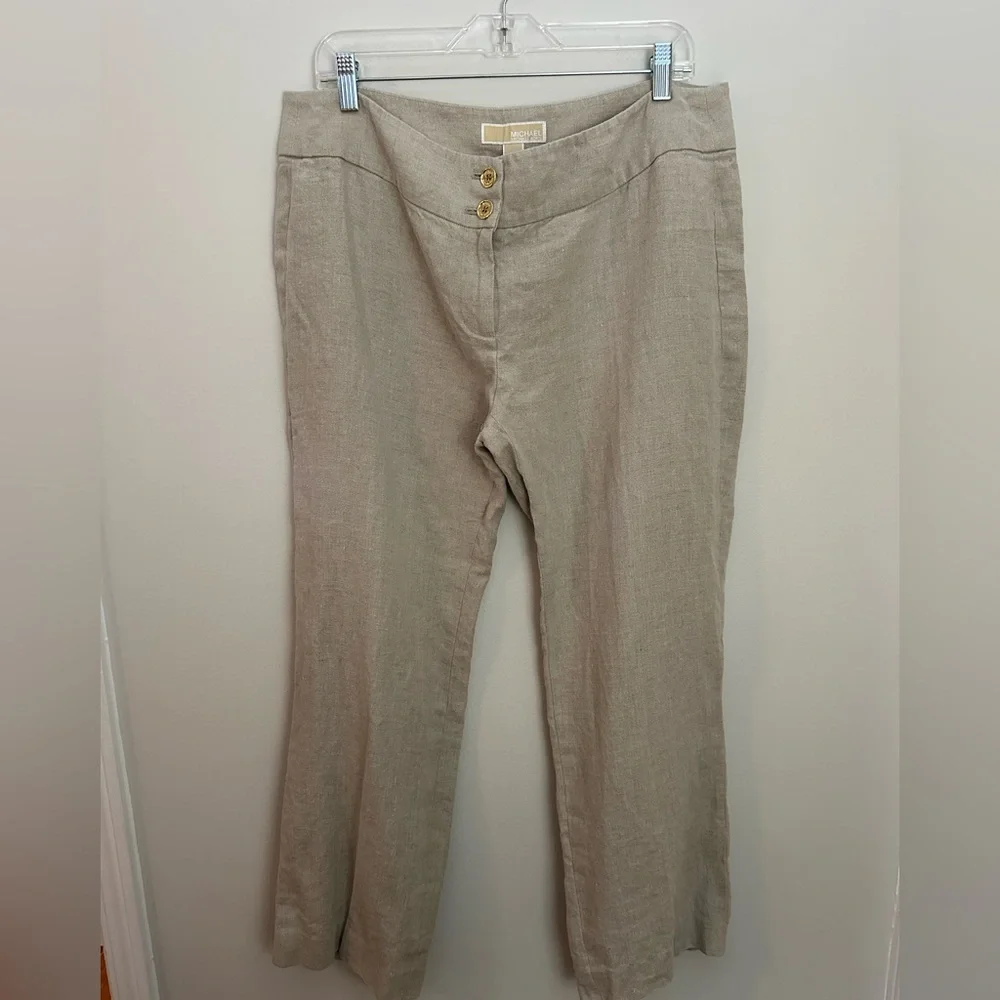 Michael Kors Linen Pants Size 14 Tan EUC